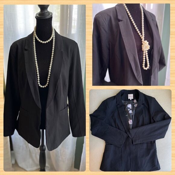 SZ L Candies vintage Y2K black blazer with large pockets - Picture 1 of 13